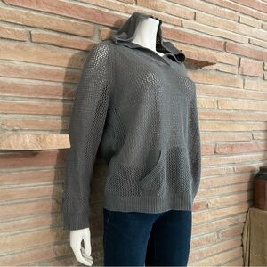 Shirt 469 Loose Knit Hoodie Linen Cotton Gray Large
